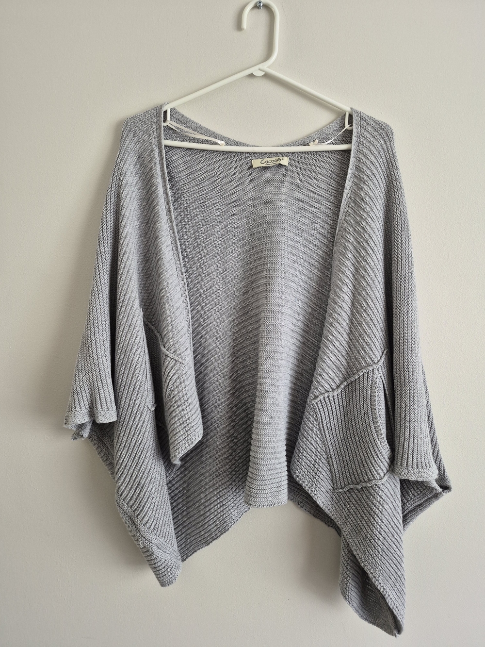 Cozy Cocoon Open-Front Gray Knit Poncho